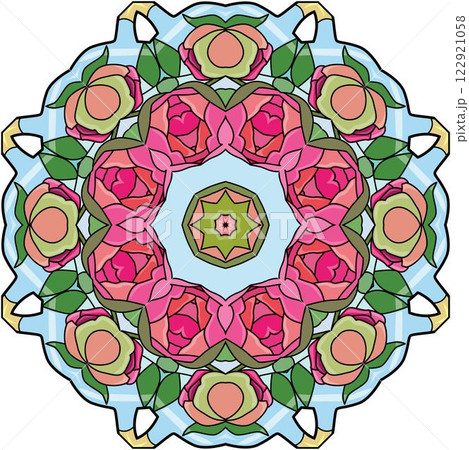 Colorful cute Mandalas. Decorative unusual round ornaments. Colorful cute Mandalas. Decorative unusual round ornaments. 122921058
