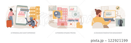 AI in Hospitality management abstract concept vector illustrations. 122921199