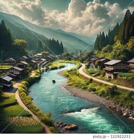 山と川の風景 122922231