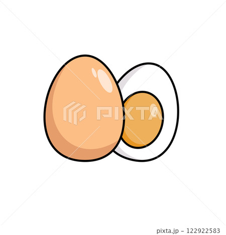 Cartoon Chicken egg on white background 122922583