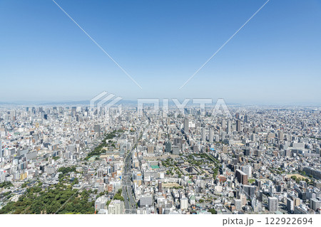 大阪府大阪市　あべのハルカス展望台から望む大阪の街並み（北方向） 122922694