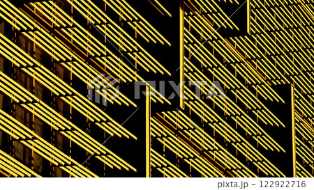 a dynamic pattern of diagonal yellow lines set against a black backdrop, creating a striking contrast. The repetition and angular arrangement give the design a sense of motion and depth a dynamic pattern of diagonal yellow lines set against a black backdrop, creating a striking contrast. The repetition and angular arrangement give the design a sense of motion and depth 122922716