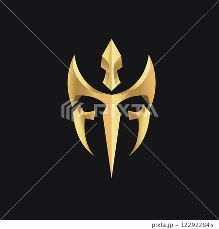 of Golden spartan warrior helmet Medieval Armor 122922845