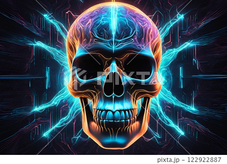 デジタルでサイバーなスカルデザイン デジタルでサイバーなスカルデザイン 122922887
