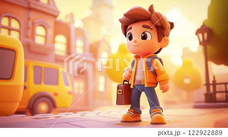 Man Waiting for a Bus Pastel colored 3D cartoon style illustration. Man Waiting for a Bus Pastel colored 3D cartoon style illustration. 122922889