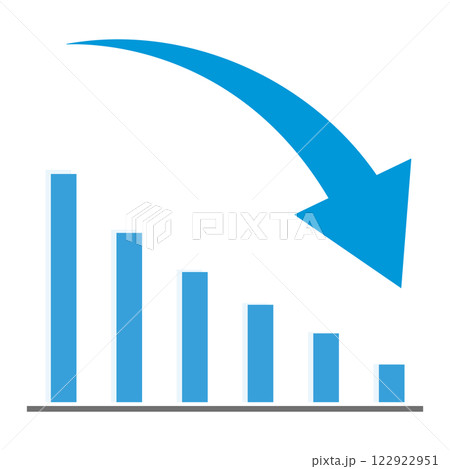 減少する棒グラフのイメージイラスト 減少する棒グラフのイメージイラスト 122922951
