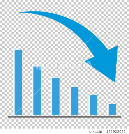 減少する棒グラフのイメージイラスト 減少する棒グラフのイメージイラスト 122922951