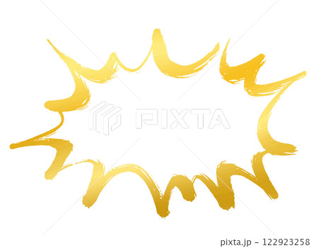 金色の筆書きの破裂、パンク、とげとげの吹き出し 122923258