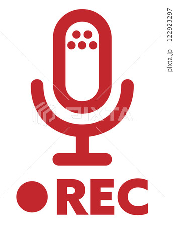 録音・レコーディングのアイコン 赤 122923297
