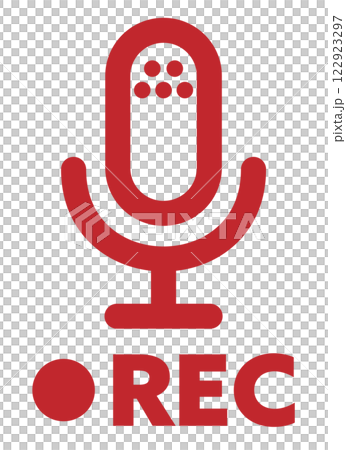 録音・レコーディングのアイコン 赤 122923297