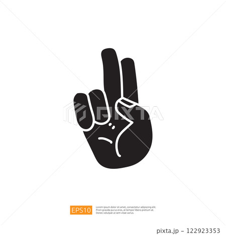A stylized graphic of a hand making a peace sign, symbolizing harmony and goodwill. A stylized graphic of a hand making a peace sign, symbolizing harmony and goodwill. 122923353