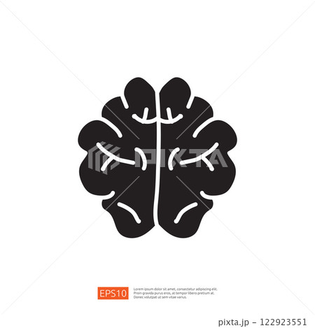 A simple black silhouette of a human brain, symbolizing intellect, thought, and mental processes. A simple black silhouette of a human brain, symbolizing intellect, thought, and mental processes. 122923551