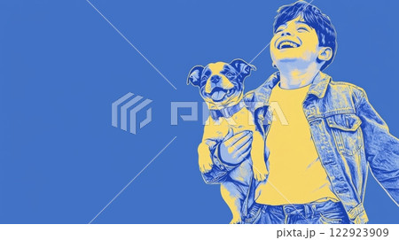 Child Excited About Pet Pop art aesthetics illustration. 122923909
