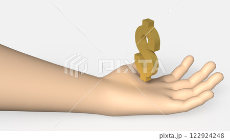 The Dollar symbol in hand for Business concept 3d Rendering. 122924248