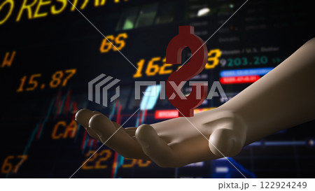 The Dollar symbol in hand for Business concept 3d Rendering. 122924249