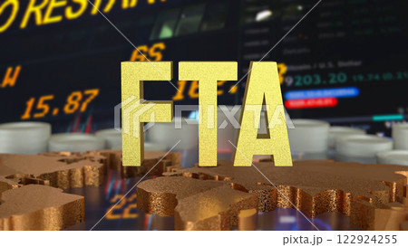 The FTA or Free Trade Area for Business concept 3d Rendering. 122924255
