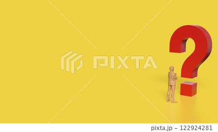 The RED Question mark on yellow Background 3d Rendering. 122924281