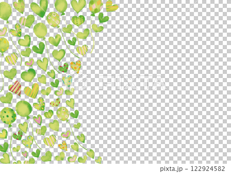 Watercolor style green heart frame 1 122924582