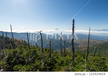 国師ヶ岳、朝日岳と周辺の景色 122924628