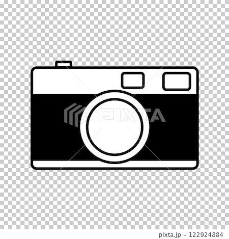 Retro camera illustration; Simple mechanical camera; Film camera; Line icon; Illustration; Silhouette Retro camera illustration; Simple mechanical camera; Film camera; Line icon; Illustration; Silhouette 122924884