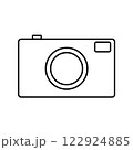 レトロなカメラのイラスト；シンプルな機械式カメラ；フィルムカメラ；線画アイコン;イラスト；シルエット 122924885