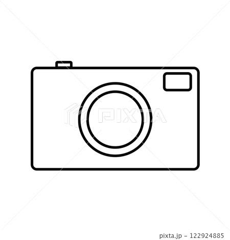 レトロなカメラのイラスト；シンプルな機械式カメラ；フィルムカメラ；線画アイコン;イラスト；シルエット 122924885