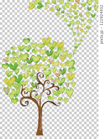 Watercolor style green heart tree 3 vertical Watercolor style green heart tree 3 vertical 122924932
