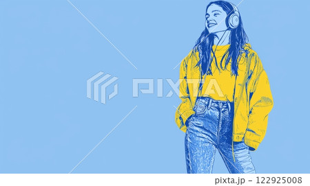 Teenager Listening to Music Pop art aesthetics illustration. Teenager Listening to Music Pop art aesthetics illustration. 122925008