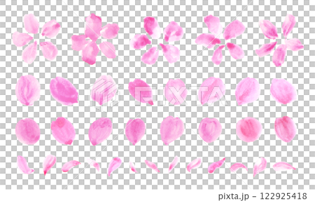 水彩画の桜の花びらセット 122925418
