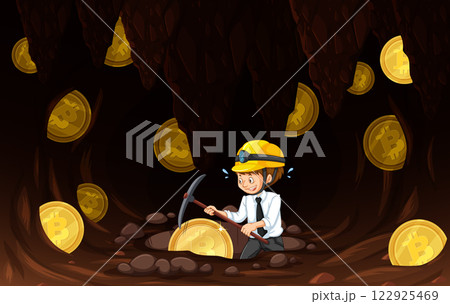 Cryptocurrency Mining in Underground Cave 122925469