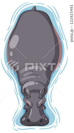 Top View of a Hippopotamus in Water 122925491