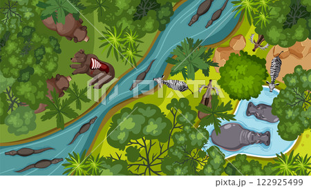 Wildlife in a Vibrant Jungle Scene 122925499