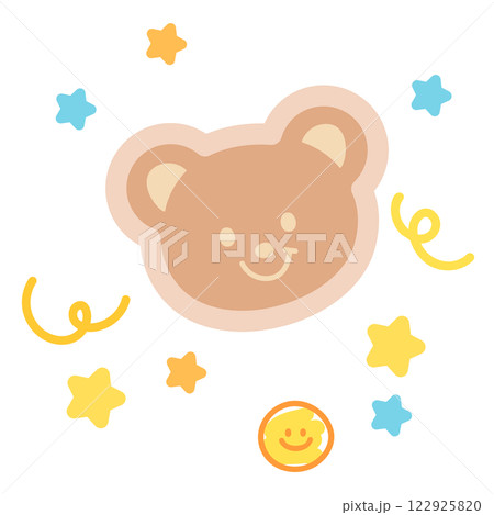 Teddy bear and star illustrations for animal, zoo, souvenir shop, cartoon, character, sticker, comic, mascot, cute patch, brooch, shirt print, kid doll, toy, fabric print, decoration, Chocolate's Day 122925820