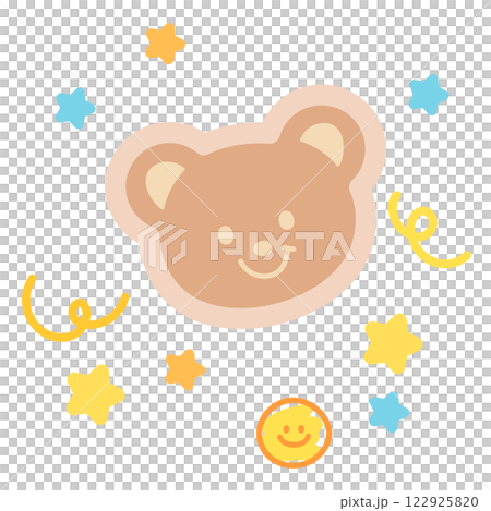 Teddy bear and star illustrations for animal, zoo, souvenir shop, cartoon, character, sticker, comic, mascot, cute patch, brooch, shirt print, kid doll, toy, fabric print, decoration, Chocolate's Day 122925820
