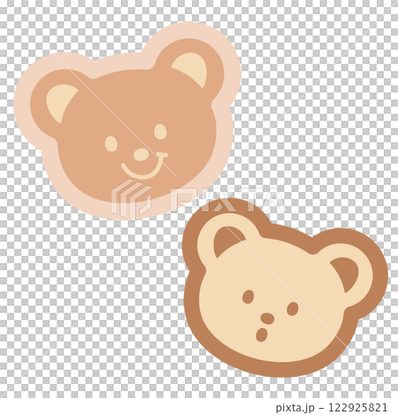 Two brown teddy bear illustrations for animal, zoo, souvenir shop, cartoon, character, sticker, comic, mascot, cute patch, brooch, shirt print, kid doll, toy, fabric print, decoration, Chocolate's Day 122925821