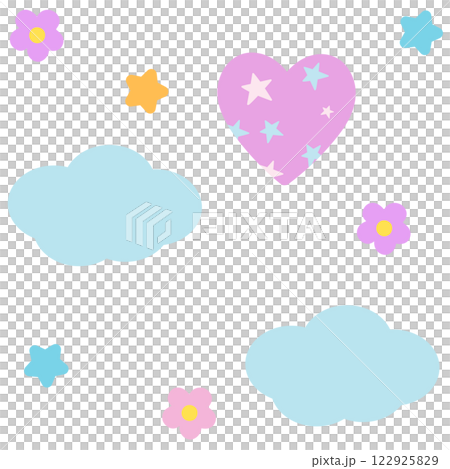Heart, cloud, flowers for Valentine's Day, summer vibe, love sign, symbol, fridge magnet, sticker, tattoo, badge, brooch, text, message, word, positive energy, greeting card, cute patch, fabric print 122925829