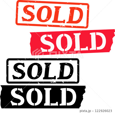 SOLDと書かれたスタンプとテープ SOLDと書かれたスタンプとテープ 122926023