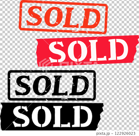 SOLDと書かれたスタンプとテープ SOLDと書かれたスタンプとテープ 122926023