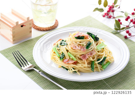小松菜とベーコンの和風パスタ 122926135