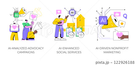 AI in volunteer organizations abstract concept vector illustrations. 122926188