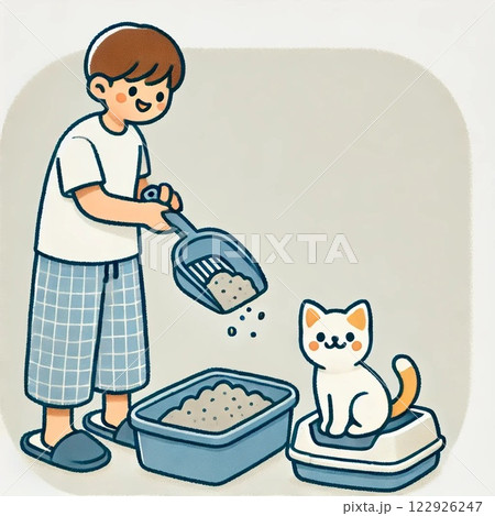 猫のトイレ掃除 猫のトイレ掃除 122926247