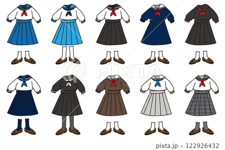 色々な種類のセーラー服のイラストセット 122926432