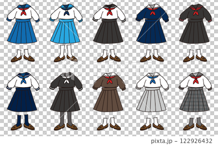 色々な種類のセーラー服のイラストセット 122926432
