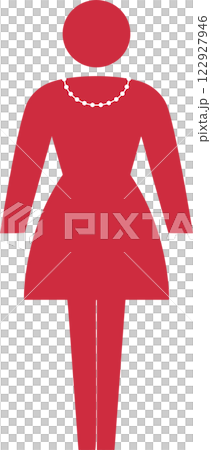 Red icon of a woman wearing a necklace Red icon of a woman wearing a necklace 122927946