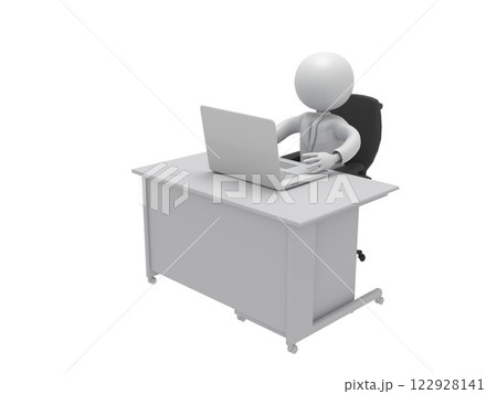 ノートパソコンを操作する、机の前のビジネスマン ノートパソコンを操作する、机の前のビジネスマン 122928141