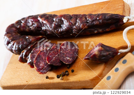 French dry cured sausage with liver 122929034