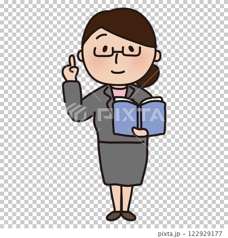 一位身著西裝，戴著眼鏡的女老師 122929177