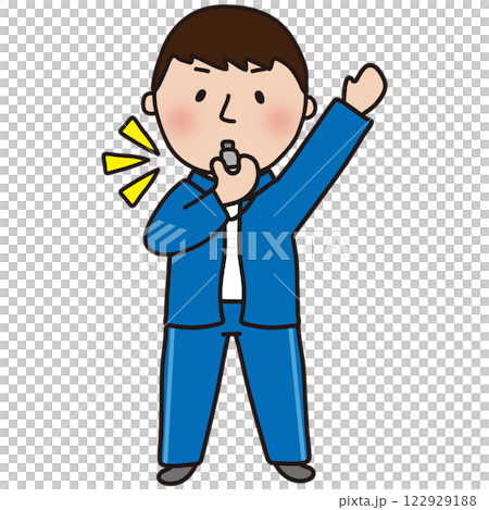 一名身穿運動衫的男體育老師吹著口哨 122929188