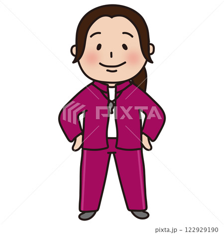 ジャージ姿の女性体育教師 122929190