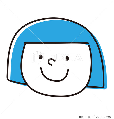 おかっぱの青い女の子の顔 おかっぱの青い女の子の顔 122929260